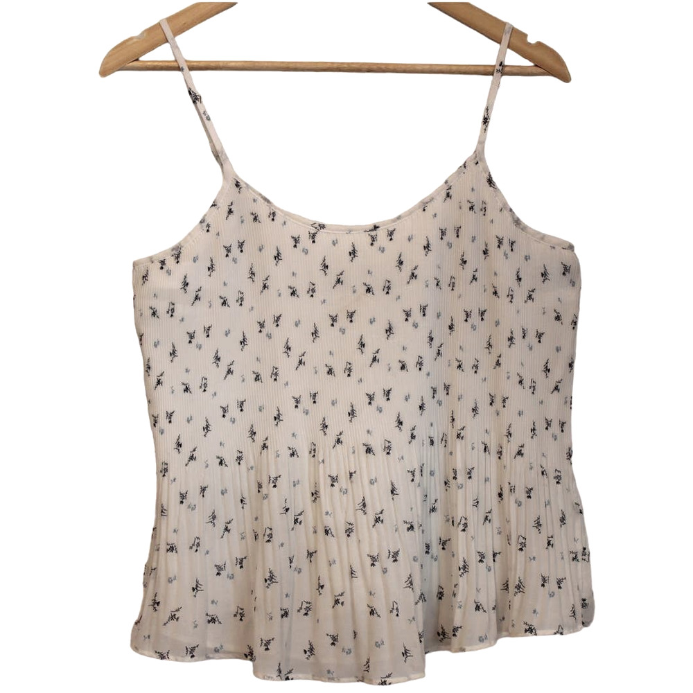 Womens Abercrombie & Fitch White Blue Floral Spaghetti Strap Tank Top Size Small